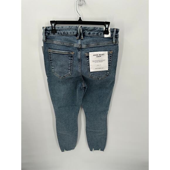 GOOD AMERICAN NWT Good Waist Crop Denim Jean in Blue799 // 10 - Picture 12 of 15
